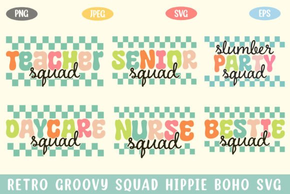 Retro Groovy Squad Hippie Boho Svg Png